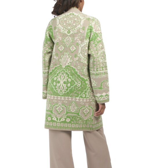 NEW BADGLEY MISCHKA Long Floral Coatigan Bright Green 462mn - Picture 2 of 2